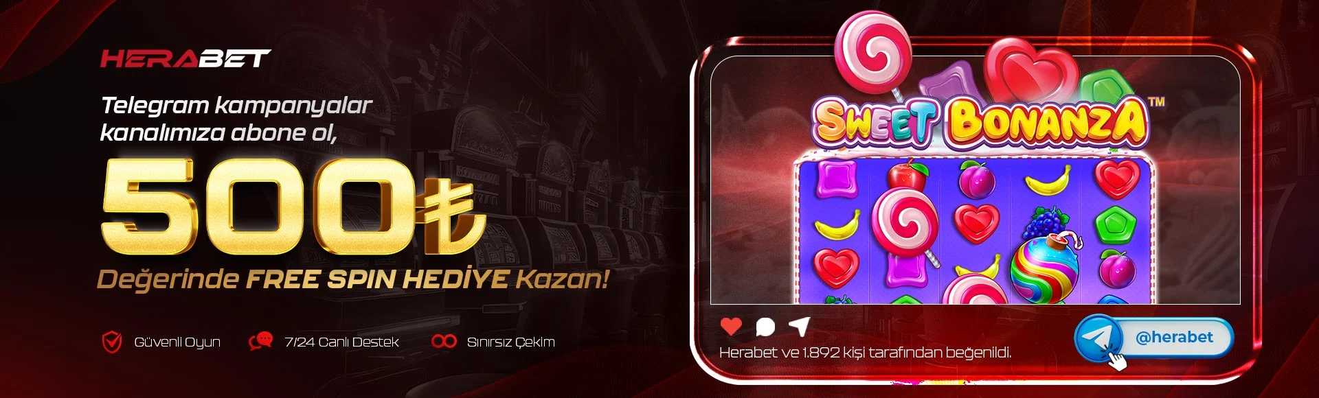 Herabet Telegram 500 TL free spin hediyesi